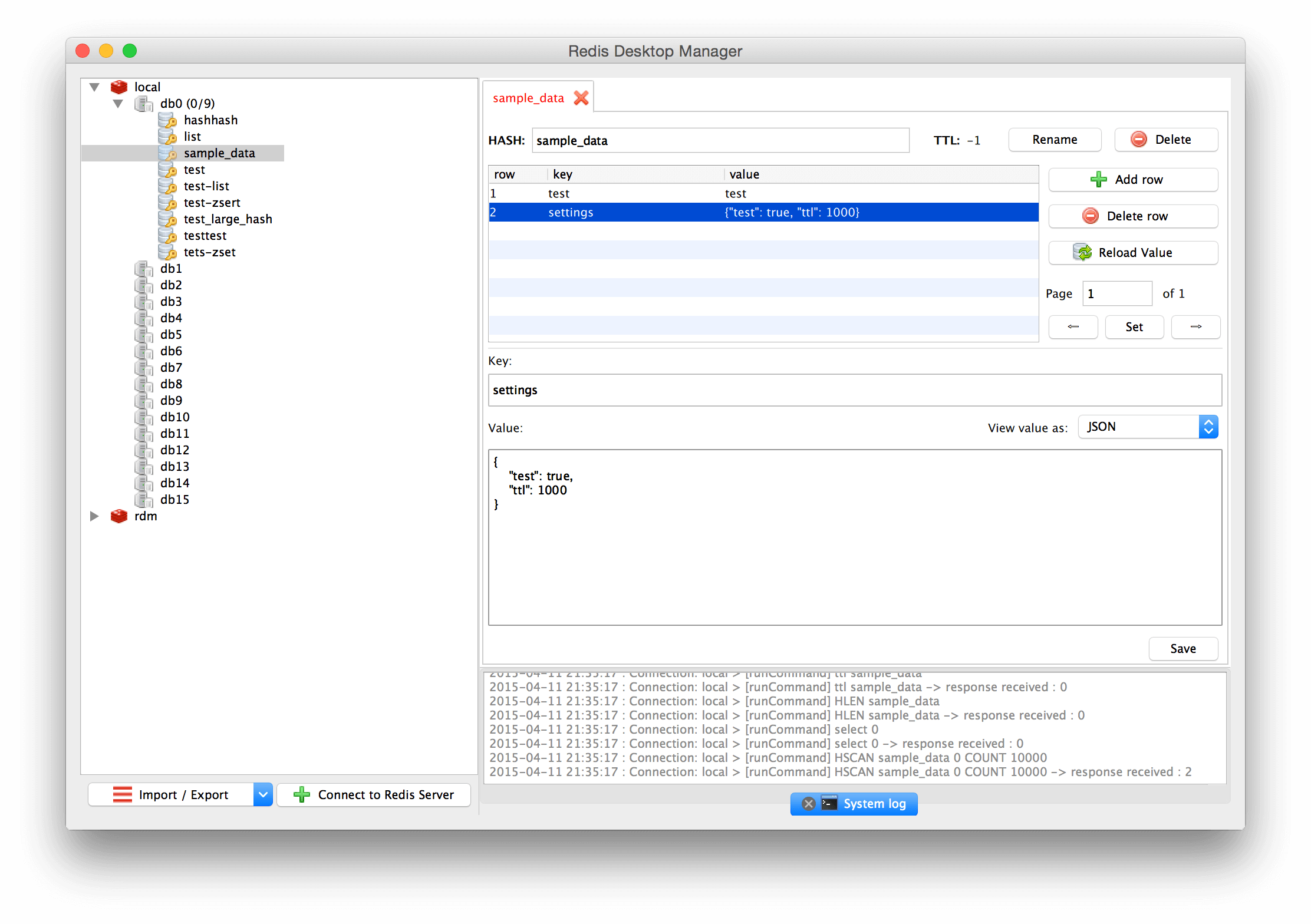 redis desktop manager screen