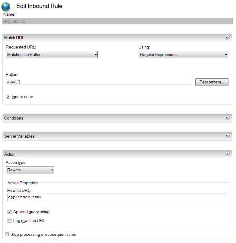 IIS URL Rewrite Inbound Rule 2