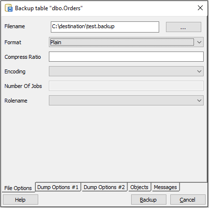 Choose a destination path and change the format to "Plain"