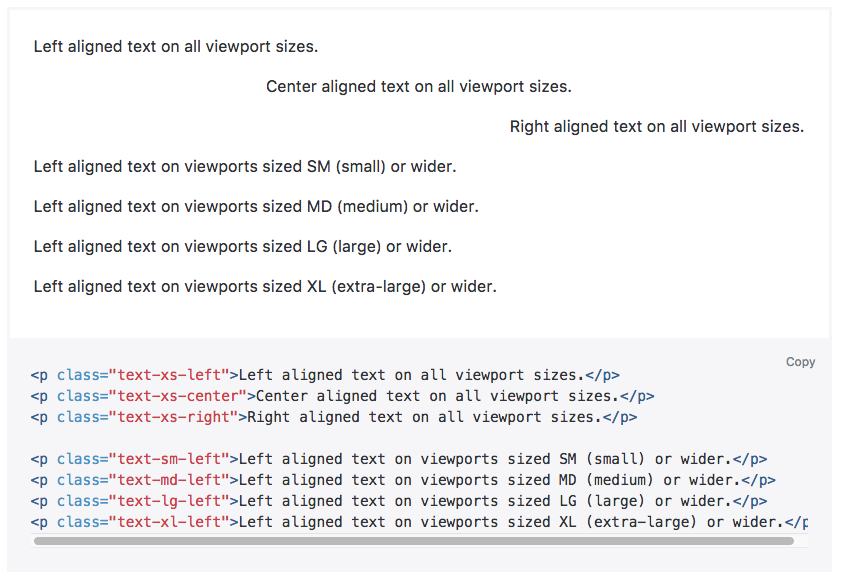 Bootstrap 4 text align example