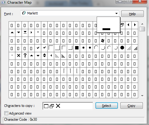 Marlett Font Example