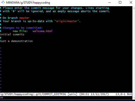 Writing <code>:w</code> command