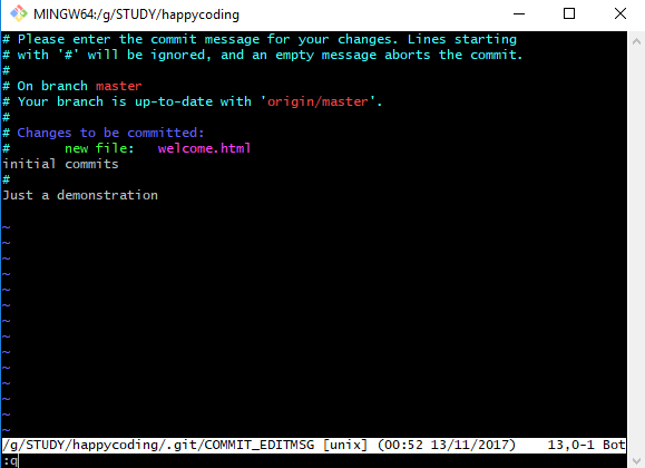 Writing <code>:q</code> command