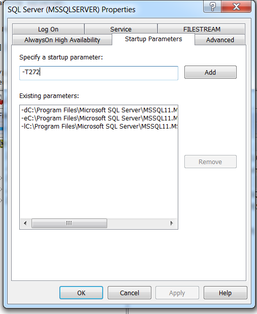 SQL Server startup parameters