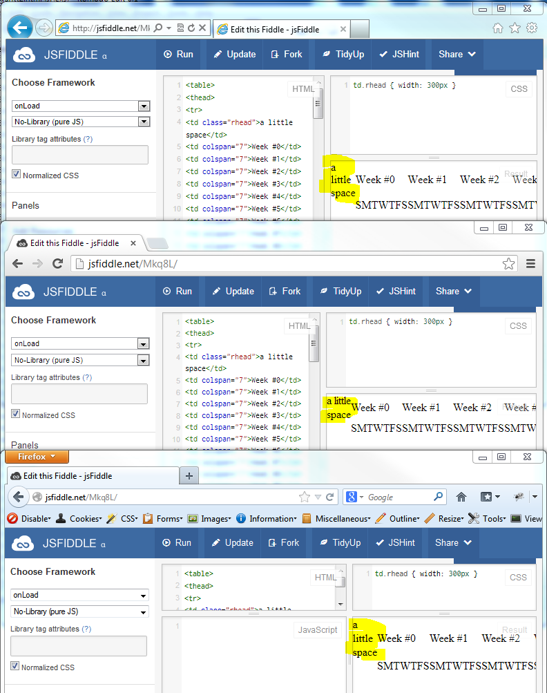 td width is not 300px as desired