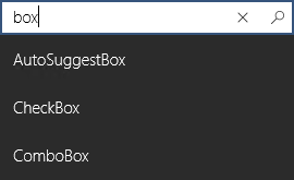 Элемент управления пользовательского интерфейса AutoSuggestBox