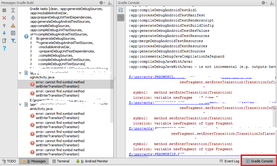 gradle console