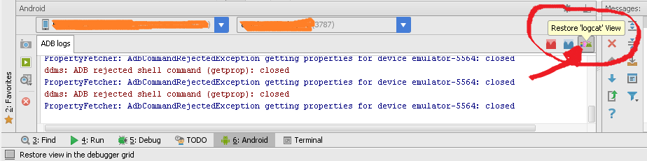 Accessing logcat from within IDE