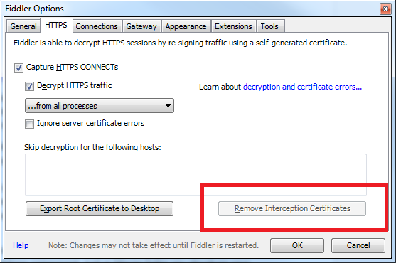 fiddler options dialog