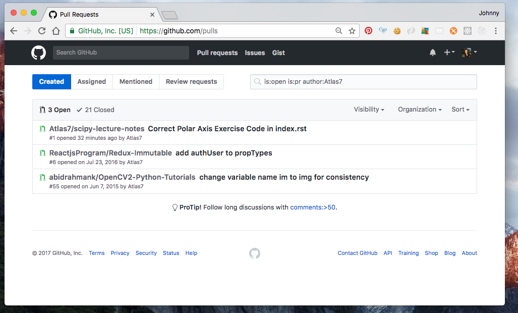 Open Pull Requests snapshot