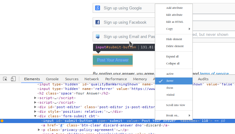 Opening the menu in chromium