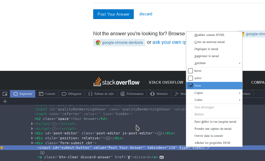 Opening the same menu in Firefox