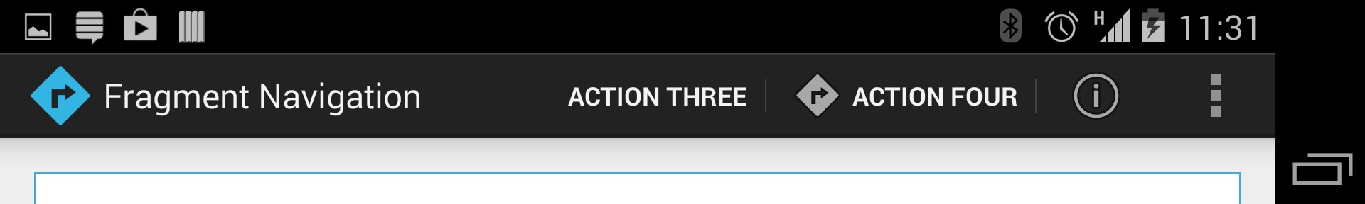 landscape mode actionbar rendered