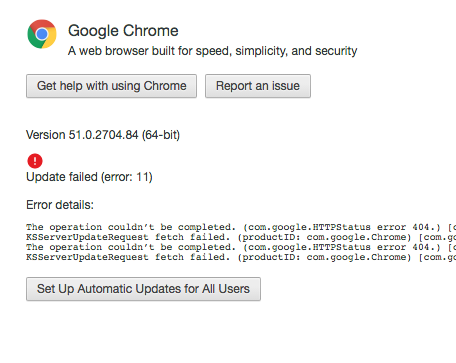 Update Always Fails