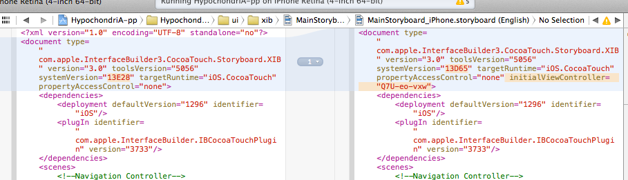 xcode historical compare tool in action