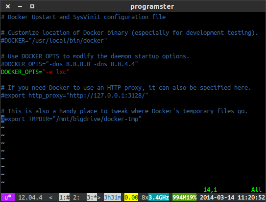 update to the /etc/default/docker file