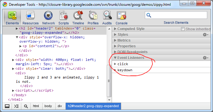 dev tools screenshot