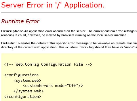 Custom errors enabled
