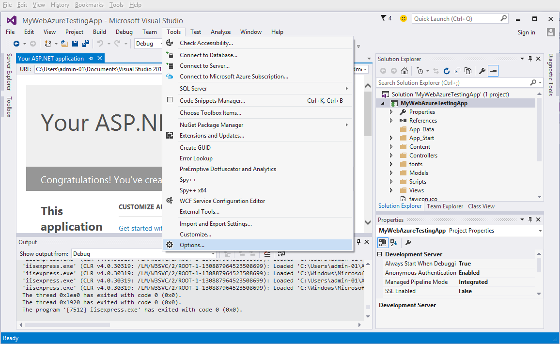 Visual Studio Tools Menu