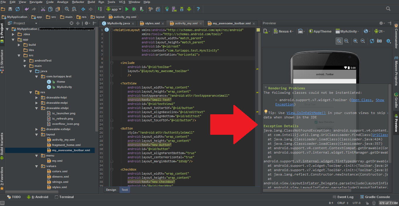 error in activity_my.xml