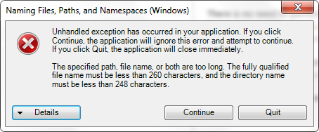 Exception thrown