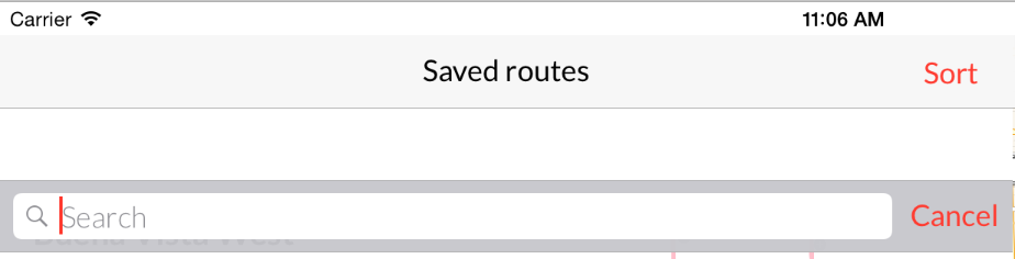 Screenshot showing search bar animated too far down