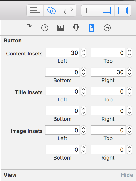 Xcode 9 Size Inspector - Button insets