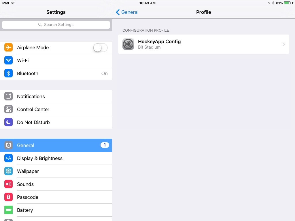 Settings>General>Profile