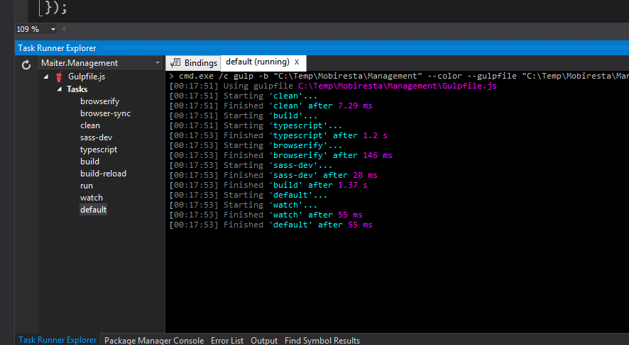 Visual Studio Gulp - Task Runner