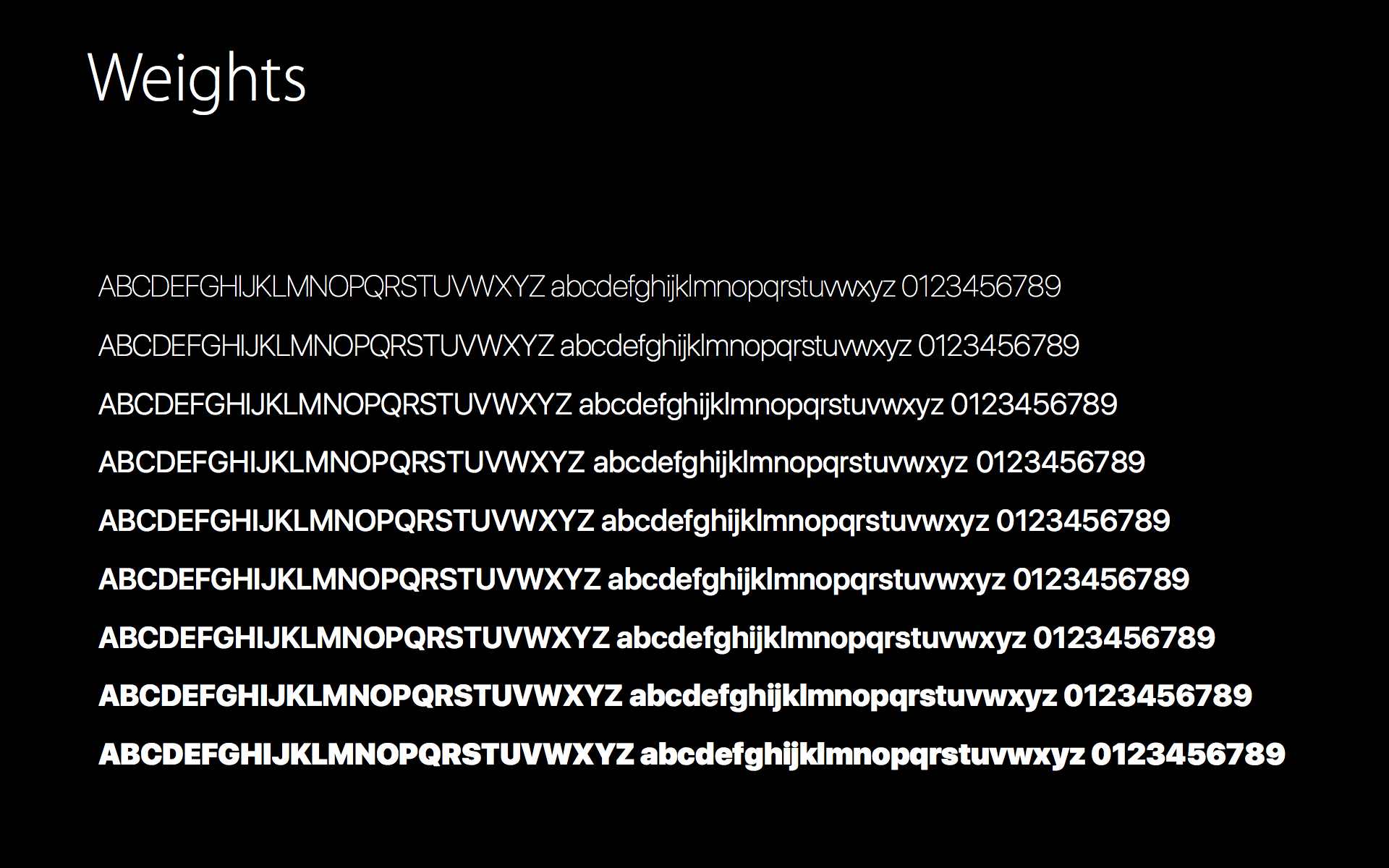 san francisco font weights