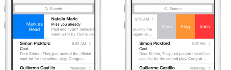 Screenshot of table view cell action buttons