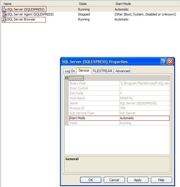 Starting up your Local SQL Server 2008 Service