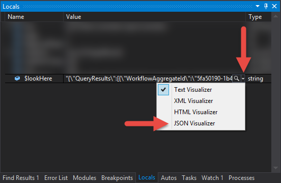 Screenshot of Visual Studio 2013 Locals window