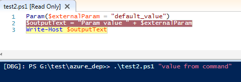 A sample showing PowerShell debugging with ISE and command parameter 