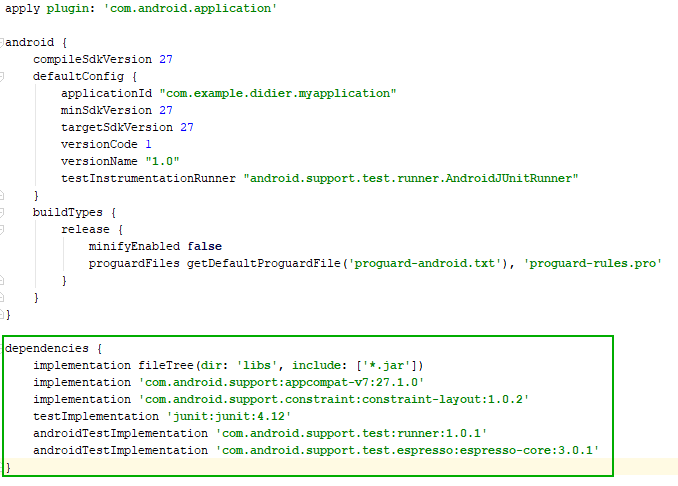 Gradel generate by Android Studio 3.1 for new project.
