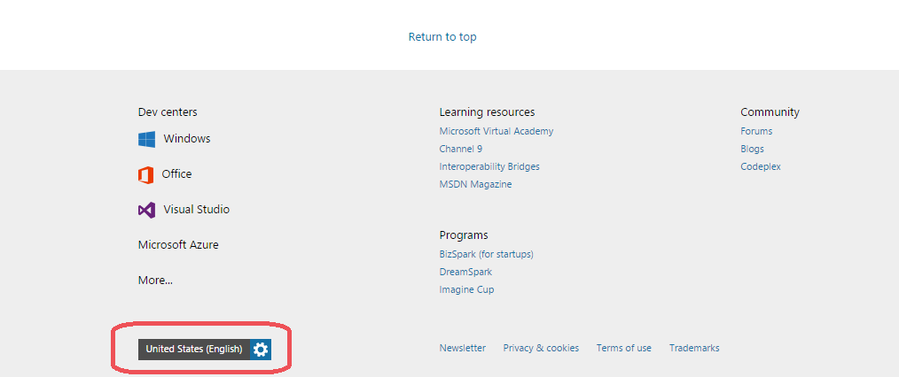 MSDN Set Language