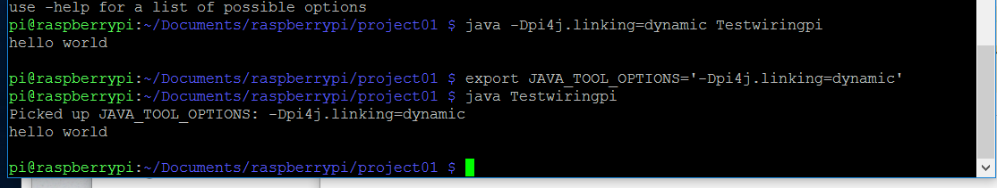 screenshot showing use of JAVA_TOOL_OPTIONS environment variable