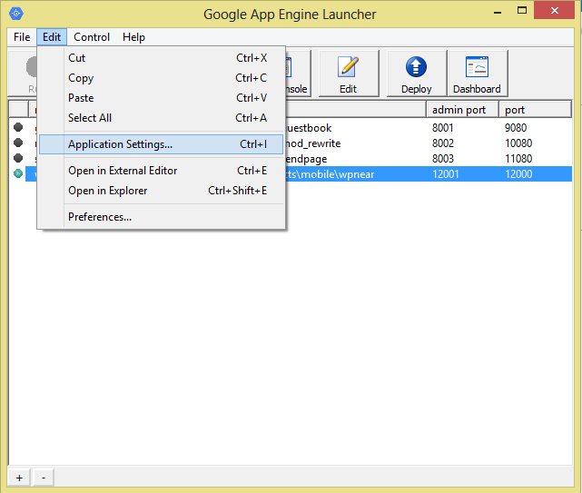 Google App Engine Settings