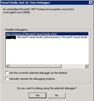JIT Debugger Dialog