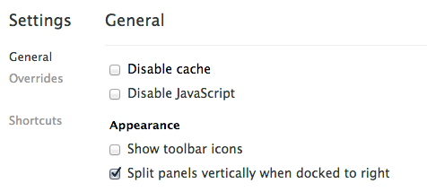 vertical panel layout setting