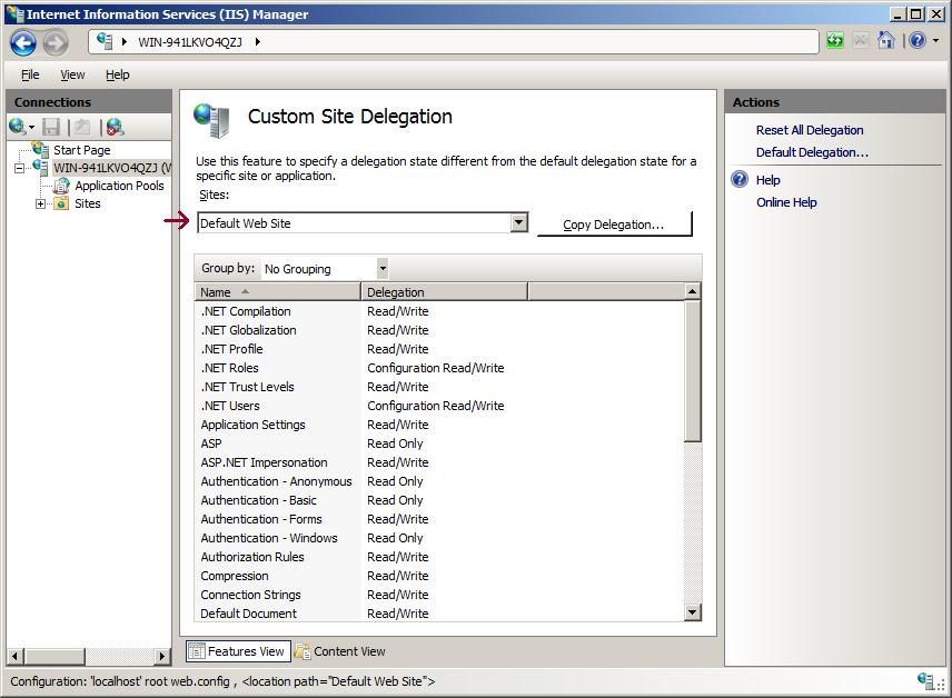 Example use of Feature Delegation