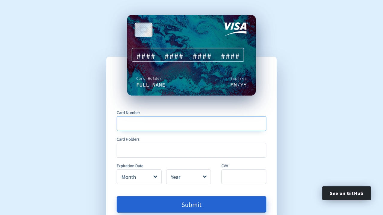 Форма для кредитной карты - VueJs