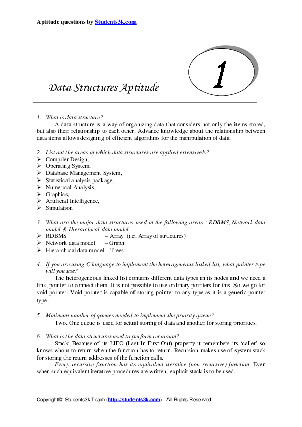 Data Structures Aptitude