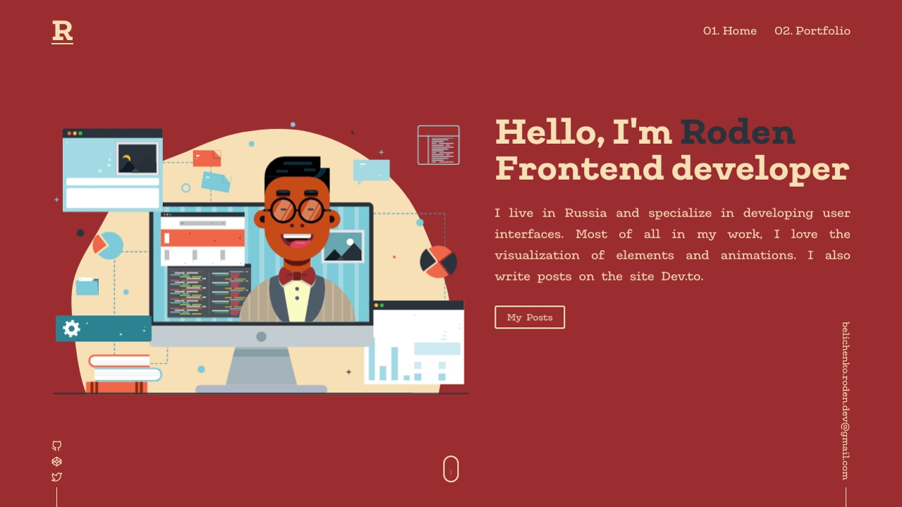 Домашняя страница портфолио UI / UX шаблон - пример html,css,js